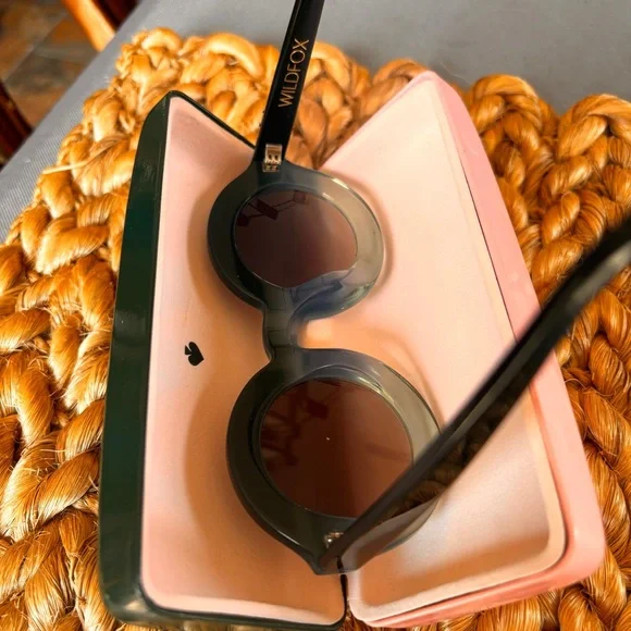 kate spade Round Dark Gray/Black Acetate Sunglasses - Picture 2 of 4